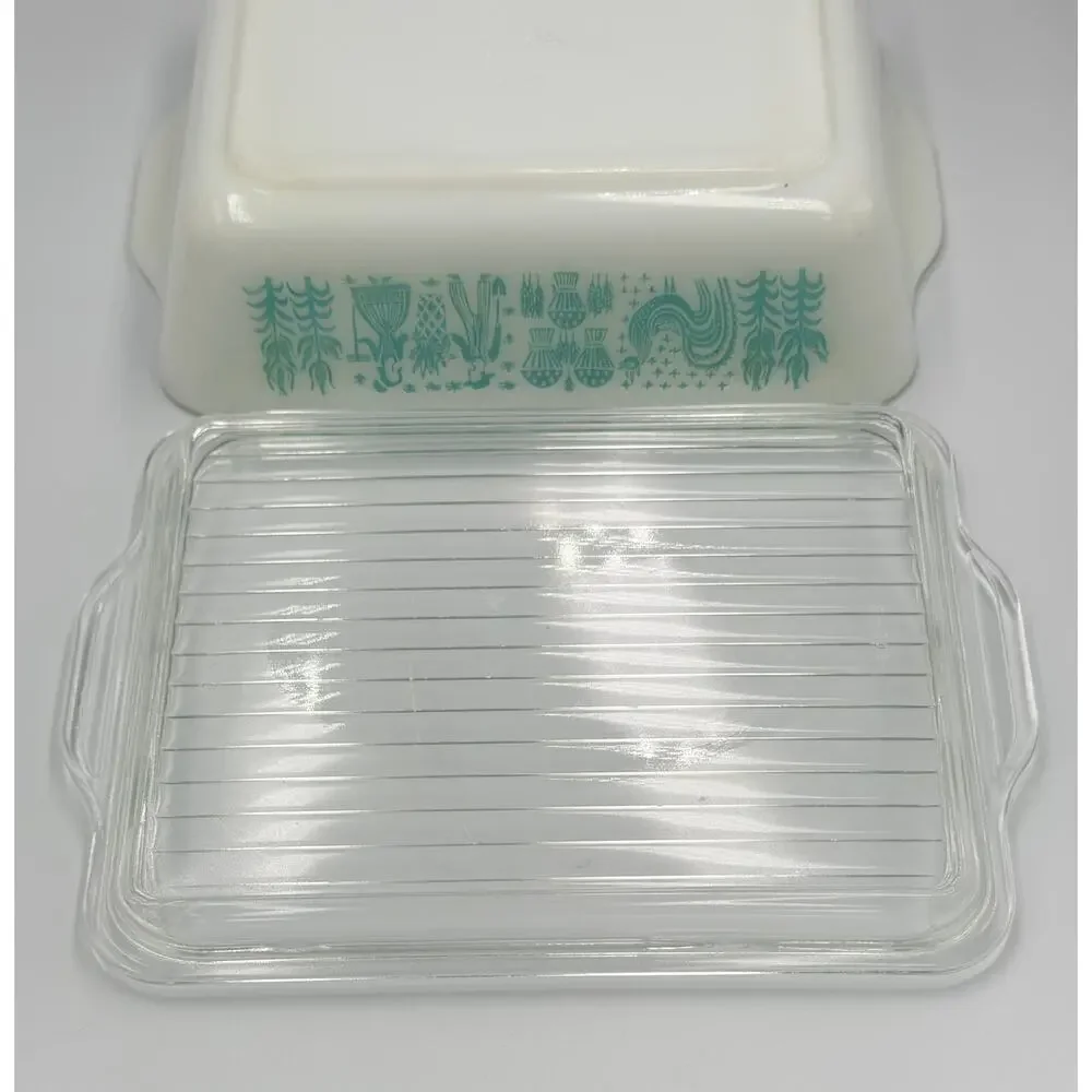 PYREX #503 Blue Amish Butterprint Turquoise Refrigerator Storage Dish READ